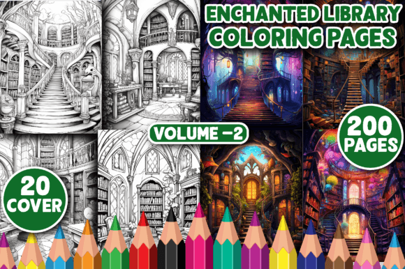 200 Enchanted Library Coloring Pages: A Digital Escape for the Modern Adult