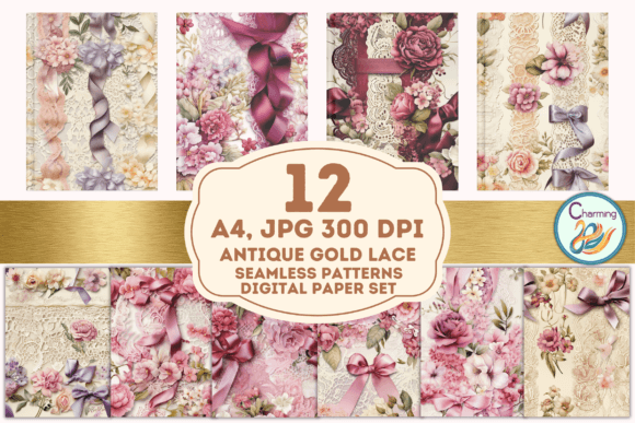 A4 Digital Papers Set Antique Gold Lace: Integrating High-Resolution Vintage Assets into Creative Workflows