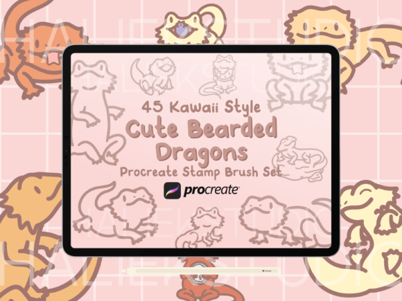 Cute Bearded Dragons Procreate Stamps