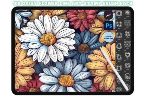 Daisy Floral Stamp for Procreate & Photoshop