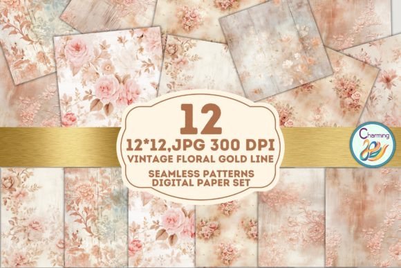 Digital Papers Set Vintage Floral Gold: A Versatile Resource for Creative Projects
