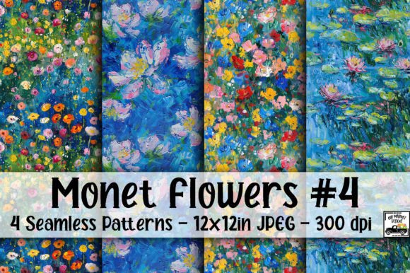 Elevating Digital Creativity with Monet Flowers Digital Papers 4 and Seamless Patterns