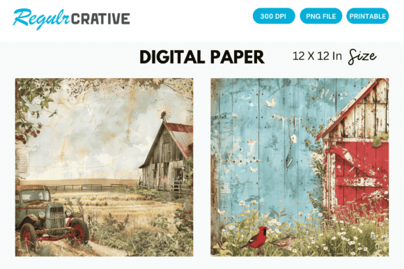 Farm Nursery Junk Journal Digital Paper
