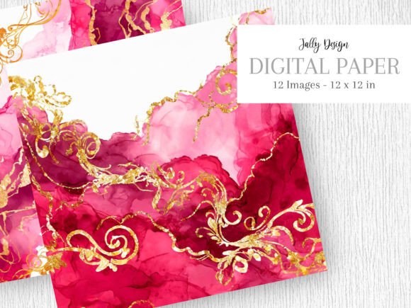 Hot Pink Luxury Alcohol Ink Baroque Art