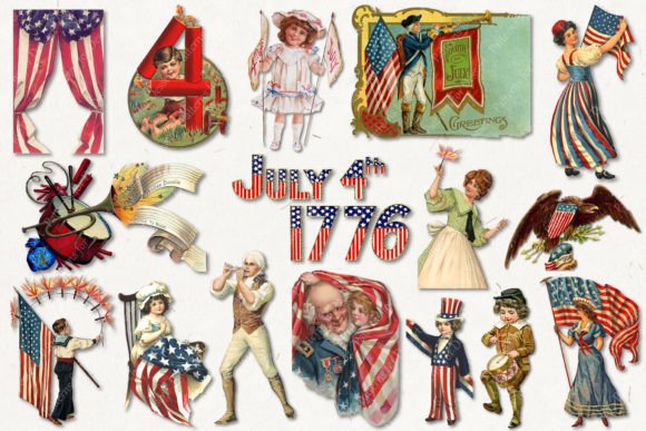 July 4 Independence Day Vintage Clipart: A Gateway to Historical Design