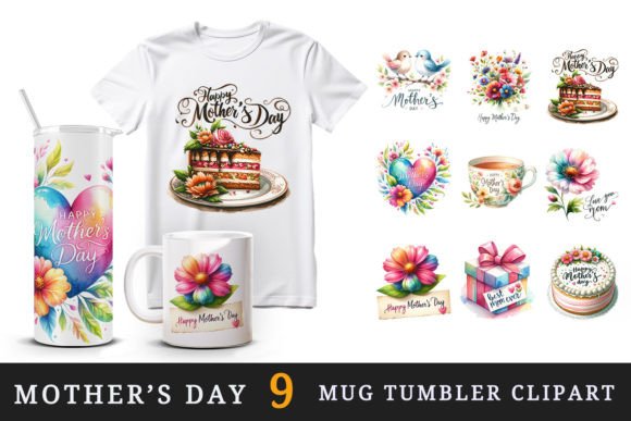 Mother's Day Tumbler Mug Clipart Bundle