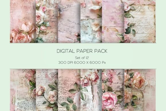 Pink Floral Mixed Media Paper Set