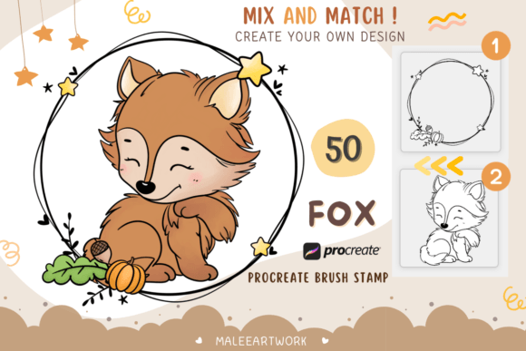 Procreate Fox Brush Stamp, Digital Brush for Whimsical Art
