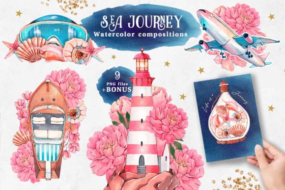 Sea Journey Summer Watercolor Clipart: A Magical Collection for Creative Projects