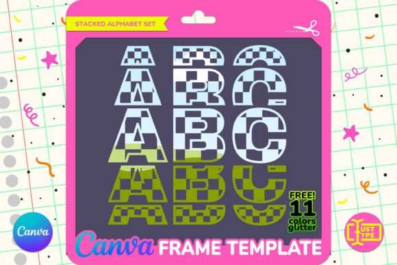 Transform Your Creative Workflow with the Check Pattern Stacked Alphabet Canva Template