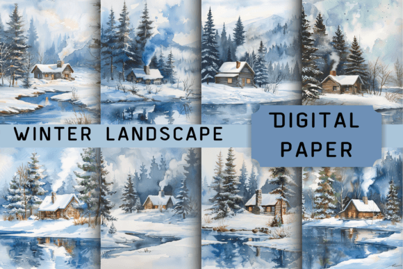 Transform Your Digital Space with Our Cozy Winter Landscape Background Bundle