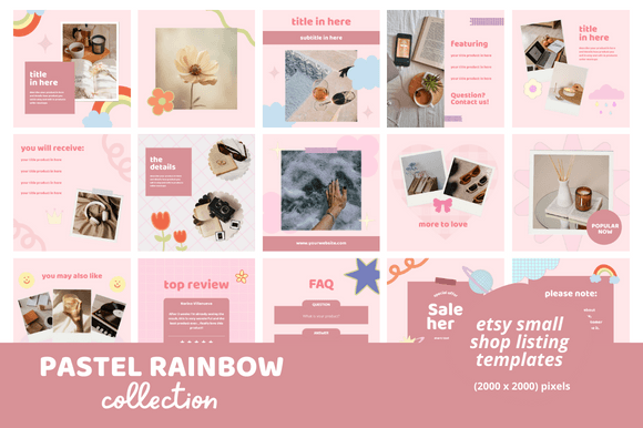 Transform Your Shop with Pastel Rainbow Etsy Listings and Premium Digital Templates