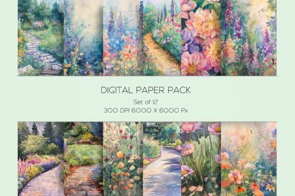 Transforming Digital Spaces with the Watercolor Garden Digital Paper Set