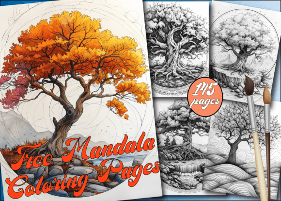Tree Mandala Coloring Book for Adults