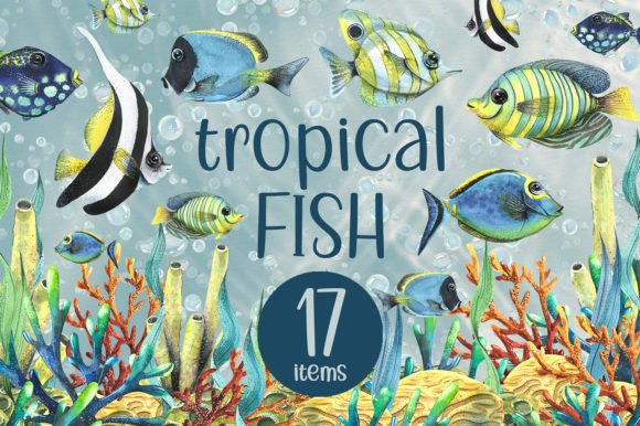 Tropical Fish Watercolor Clipart