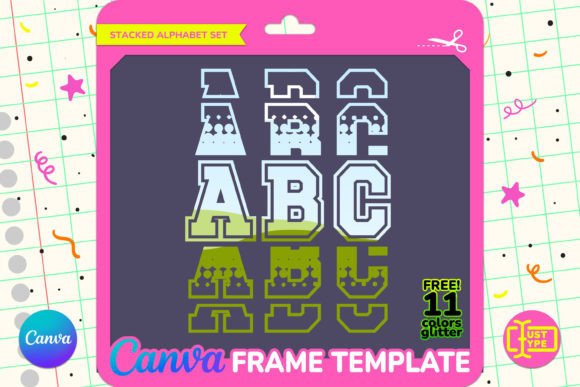 University Stacked Alphabet Canva Frame