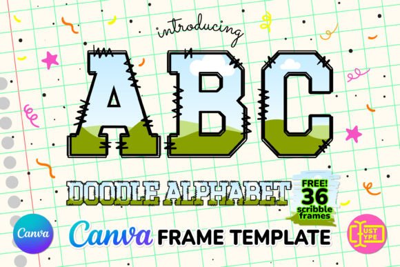 Varsity Doodle Alphabet Canva Frame