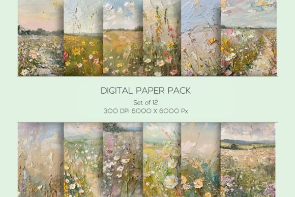 Vintage Floral Landscape Paper Set