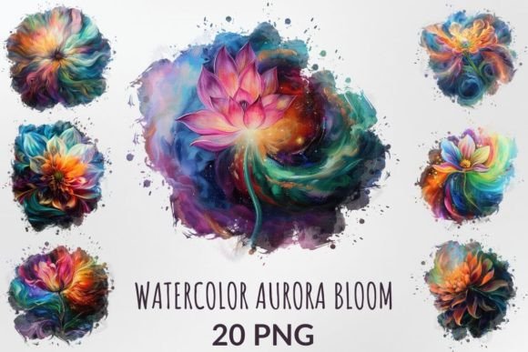 Watercolor Aurora Bloom Sublimation Pack