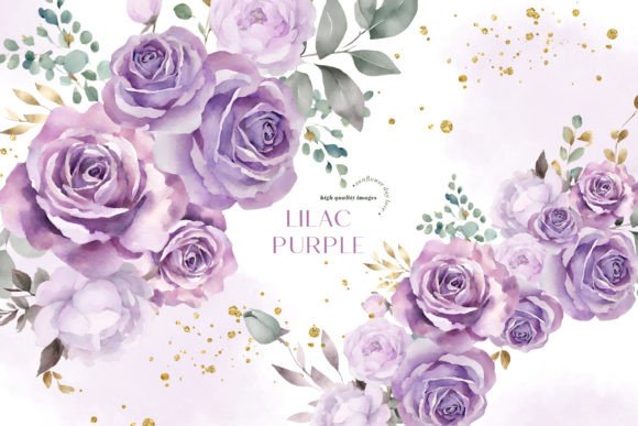 Watercolor Purple Flowers Clipart for Creative Projects